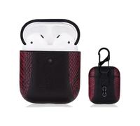 Leather Protector Cover for Airpods 1/2 case, Ultra-Lightweight, Shockproof Earphone Bag with Key Ring Hook, Compatible with AirPods 1/2 (Red)