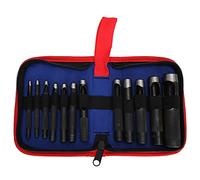 Leather Puncher Set, Hand Operated Hole Punch Tool, Precision Forged Steel Leather Hole Punch with Ergonomic Handle for Crafting, Flat Bottom Design for Accurate 3 to 25mm Holes in (12 pièces (3-19