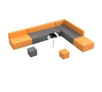 Leather Sectional Sofa & Stool Set, Modern Wood Frame Soft Padded Bench for Lobby, for Restaurants Living Room and Apartment(1)