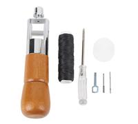 Leather Sewing Awl Kit, Hand Stitcher with Non Slip Wooden Handle, Professional Stitch Awl Tool for Leather Crafting and Repair, Includes Wax Thread for Mending Tents Backpacks Sle