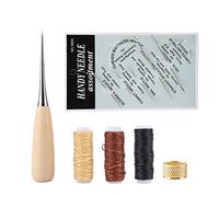 Leather Sewing Kit for Hand Stitching | Stainless Steel Needles & Awl Tools | DIY Craft Supplies for Leatherworking/Canvas/Home Projects | 10 - Piece Starter Set with Thimble