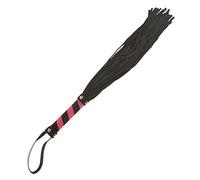 Leather SM Martinet Fouet Cuir Noir Rose 35 cm