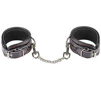 Leather SM Menottes en Cuir Réglables avec Chaîne/Mousquetons
