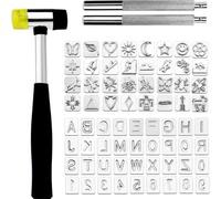 Leather Stamping Tools with Rubber Hammer, 71 PCS Leather Stamp Punch Set for Carving, Saddle Making and Craft DIY