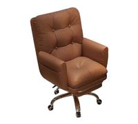 Leather Swivel Computer Chair, High Back Gaming Chairs with Padded Arm and Pillow, with Retractable Legrest, Height Adjustment, for Living Room, Bedroom, Or Office(Brown)