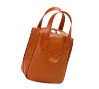 Leather Toiletry Bag, Travel Makeup Cosmetic Bag, Toiletry Pouch with Divider, Portable Organizer Purse, 5.91x3.15x7.09 inch Ideal for Everyday Use, White, Pink and Dark Brown