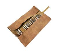Leather Tool Roll, Handmade Retro Portable 5 Slot Organizer, Roll Up Tool Bag For Chisels Drivers Wrenches Screwdrivers Pliers Electricians Carpenters Chefs Travel Storage Use Durable Case