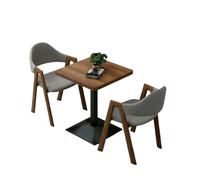 Leather Upholstered 2-Chair 1-Table Set,Modern 3-Piece Durable Chair with Table Compact & Wood Seating(C)