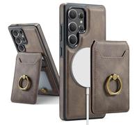 Leather Wallet Case for Samsung Galaxy S25 Ultra, S24, S23 Series, Compatible with Magsafe, 2 in 1 Magnetic Holster Cover with Stand and Card Holder (S23 Ultra,Coffee)