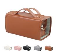 Leather Waterproof Cosmetic Bag Detachable 4 in 1, Waterproof Travel Toiletry Bag 4 Detachable Clear Compartment (Brown)
