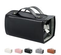 Leather Waterproof Cosmetic Bag Detachable 4 in 1, Waterproof Travel Toiletry Bag 4 Detachable Clear Compartment (Black)