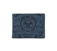 Leather Zentrum Portefeuille classique en cuir véritable Loving The Burn of Hell Skull Print Bi-Fold Olive pour homme (8 emplacements pour cartes), gris, taille unique, décontracté