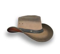 Leatherick Australien Cowboy Unisexe Style Occidental Deux Tons Noir Marron Outback Bush Chapeau Véritable Cuir Australien (as4, Alpha, x_l)
