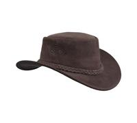 Leatherick Chapeau de Cowboy imperméable en Daim véritable Marron foncé Style Australien Chapeau en Cuir de Brousse de l'outback Occidental (M, Marron Foncé)