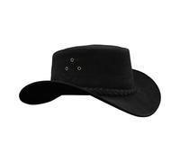 Leatherick Chapeau de Cowboy Imperméable Véritable Daim Noir Aussie Style Western Outback Bush Chapeau en Cuir (M, Noir)