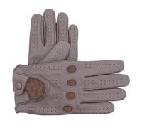 Leatherick Gants de conduite unisexes en cuir de chèvre véritable non doublés respirants de haute qualité avec panneaux perforés et trous pour chevilles avec sangle en cuir fermeture à pression - S