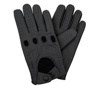 Leatherick Gants de conduite unisexes en cuir de chèvre véritable non doublés respirants de haute qualité avec panneaux perforés et trous pour chevilles avec sangle en cuir fermeture à pression - M