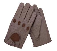 Leatherick Gants de conduite unisexes en cuir de chèvre véritable non doublés respirants de haute qualité avec panneaux perforés et trous pour chevilles avec sangle en cuir fermeture à pression - XL