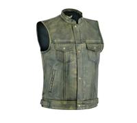 Leatherick Gilet de motard à grain supérieur pour homme marron en détresse avec boutons ouverts pour l'équitation et la mode coupe de style gilet avec poches profondes (XL - EUR56) - Noir