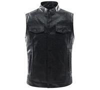 Leatherick Gilet de motard en cuir pour homme à la mode Gilet de moto en cuir synthétique Biker Rocker Moto Club Gilet à lacets Moto Team Punk Veste en cuir synthétique, Marine, L