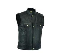 Leatherick Gilet de Motard en Cuir véritable pour Hommes avec Boutons Ouverts pour l'équitation et la Coupe de Style Gilet de Style avec Poches Profondes -Noir (S - EUR46)