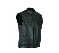 Leatherick Gilet de Moto en Cuir de Vache de qualité supérieure SOA Anarchy pour Homme Noir (2XL - EUR60)