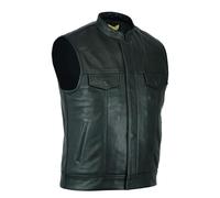 Leatherick Gilet de Moto en Cuir de Vache de qualité supérieure SOA Anarchy pour Homme Noir (S - EUR46)