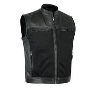 Leatherick Gilet en cuir véritable durable de style perforé pour hommes excellent style - Noir (S)