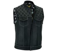 Leatherick Groove Club Hommes Gilet Cuir Biker - Doublure Traditionnelle En Satin Paisley (FR/ES, Numérique, 56, Taille normale, Taille normale)
