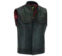 Leatherick Groove Club Hommes Gilet Cuir Biker - Doublure Traditionnelle En Satin Paisley (FR/ES, Numérique, 58, Taille normale, Taille normale)