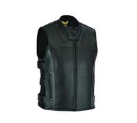 Leatherick Men's Motorcycle Warrior Style Tactical Leather Waistcoat Biker Vest (XL) Noir