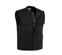 Leatherick SOA Gilet sans col en denim pour homme avec poches pour pistolet Noir - L