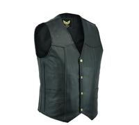 Leatherick Véritable Cuir Noir Gilet Homme-Style Motard ou Mode décontracté, Noir, 5XL