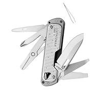 Leatherman Free T4 Outil Multifonction - 12-en-1 Outils avec Couteau, Ciseaux, Pincettes et Lime - Ouverture Magnétique, Clip de Poche, Léger - Acier Inoxydable