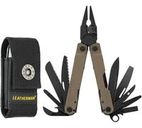 Leatherman Rebar Outil Multifonction - 17 Outils à Verrouillage pour le Bricolage et le Camping - Acier Inoxydable Noir avec Étui Molle, Marron