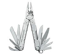 Leatherman Rebar - Pince multifonctions avec 17 outils verrouillables, outil polyvalent pour bricoler & le camping, fabriqué aux ÉUA avec de l'acier inoxydable, couleur argent avec étui en cuir