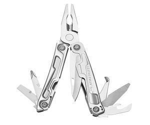 LEATHERMAN Rev - Pince multifonctions 14 outils en 1, avec lame de couteau en acier inox, une lime à bois et bien plus encore, couleur gris acier, étui en nylon inclus Taille Unique
