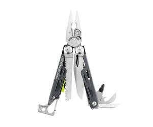 Leatherman Signal - Pince multifonctions conçue pour líaventure, avec 19 outils dont un allume-feu, une scie et bien plus; fabriqué aux Etats-Unis, couleur gris acier, étui en nylon inclus