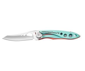 Leatherman Skeletool KB, Bleu/Rose | Couteau de Poche Noir avec Lame en Acier Inoxydable et Décapsuleur