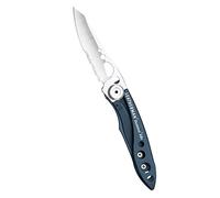 Leatherman Skeletool KBX - Couteau de poche multifonctions avec lame combo en acier inox HC420 et décapsuleur intégré, compact et léger, fabriqué aux Etats-Unis, couleur bleu