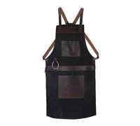 LeatherShire Tablier de boucher en cuir bleu ciré fait à la main - Tablier de barbecue, cuisine, forgeron, barbier, menuiserie - Noir, taille unique
