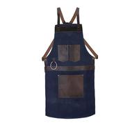 Leathershire Tablier de boucher en cuir bleu ciré fait à la main - Tablier de barbecue - Tablier de cuisine - Tablier de forgeron - Tablier de barbier - Tablier de menuiserie, bleu, taille unique