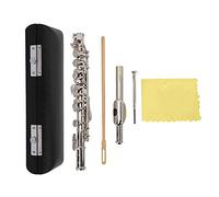 Leatikall Kit Piccolo, Clé De C Piccolo Avec Tournevis PU Boîte En Cuir Amovible 16 Trous Plateau Argent Set D'outils De Nettoyage (Argent)