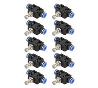Leatikall Valve Contrôle du Débit D'air, 10 pièces Push In Contrôleur Vitesse 6mm Connecteur de Vanne de Contrôle du Débit D'air Pneumatique 6mm