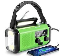 Leaton Radio d'urgence à manivelle, 10 000 mAh à énergie solaire, radio météo NOAA/AM/FM avec lampe de poche LED multifonction et chargeur de téléphone portable pour les urgences d'intérieur/extérieur