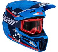 Leatt 3.5 Angled Casque de motocross avec lunettes, rouge-bleu, taille L pour homme