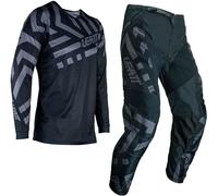 Leatt 3.5 Ride Pattern 2024 Ensemble maillot et pantalon de motocross, noir-gris, taille M