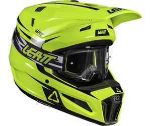 Leatt 3.5 Junior Casque de motocross avec lunettes, Blanc/Noir/Rouge, Taille L (53/54)