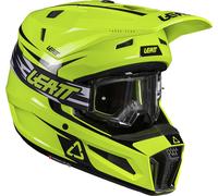 Leatt 3.5 Junior Casque de motocross avec lunettes, Blanc/Noir/Rouge, Taille M (51/52)