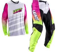 Leatt Moto Ride Kit 3.5 V26 Ensemble maillot et pantalon de motocross, blanc-rose-jaune, taille S pour homme